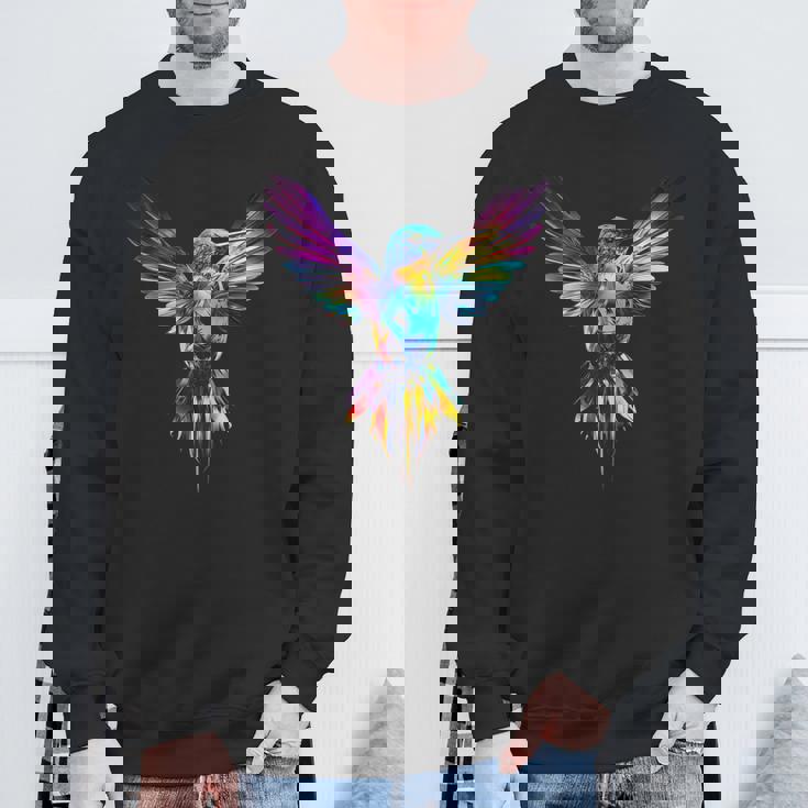 ハチドリ カラフル アート 動物 グラフィック 鳥 ハチドリ スウェットシャツ 高齢者への贈り物