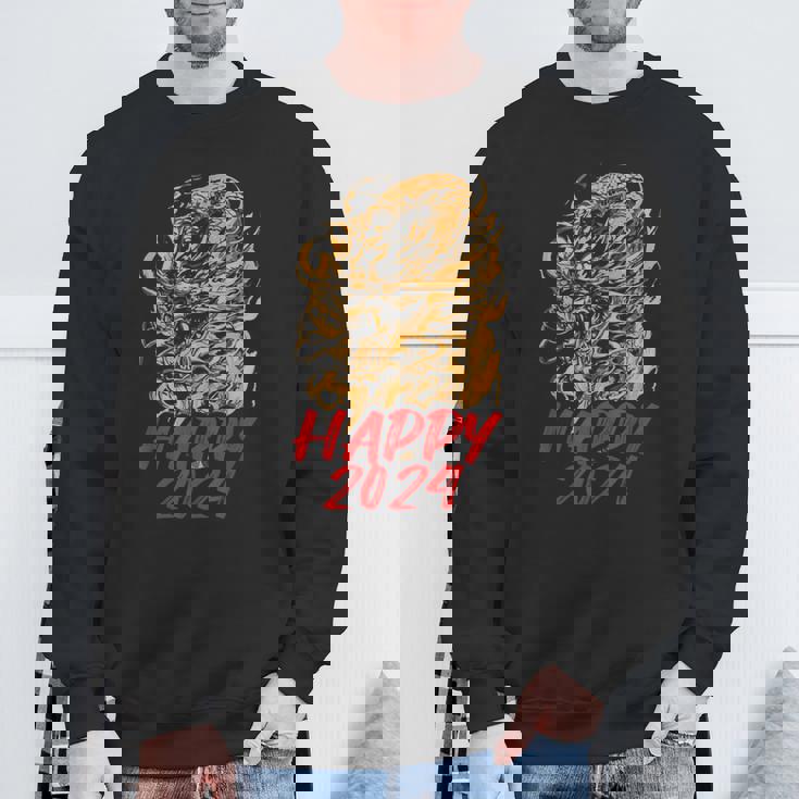 ハッピー2024ドラゴンイヤーチャイニーズ2024ハッピーニューイヤー スウェットシャツ 高齢者への贈り物