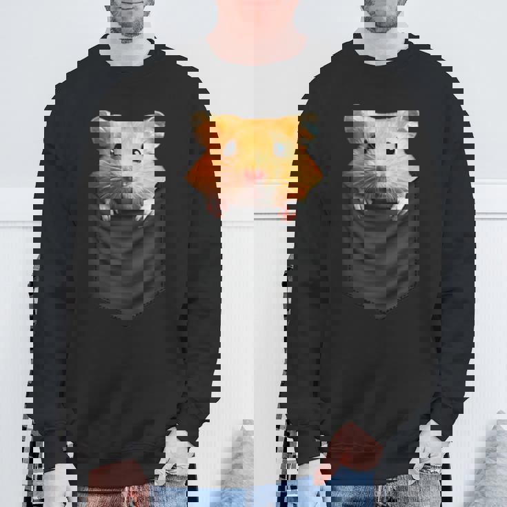 ハムスター 面白いtシャツ 胸ポケット かわいい メンズ 子供 おもしろ 服 雑貨 グッズ ネタ ゆるキャラ スウェットシャツ 高齢者への贈り物