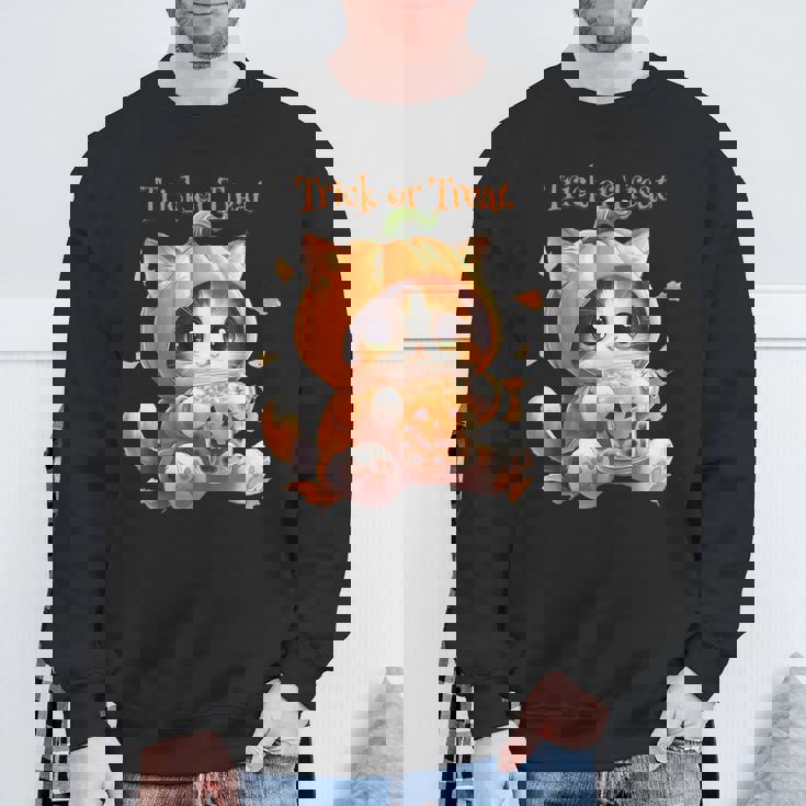 ハロウィン わがまま猫 ねこ ラーメン好き かわいい おもしろ マンガ スウェットシャツ 高齢者への贈り物