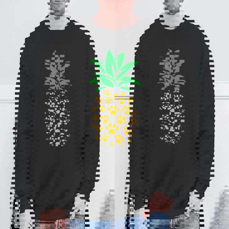 ハワイアンアイランド パイナップル 猫の肉球プリント 猫好きのギフト スウェットシャツ 高齢者への贈り物