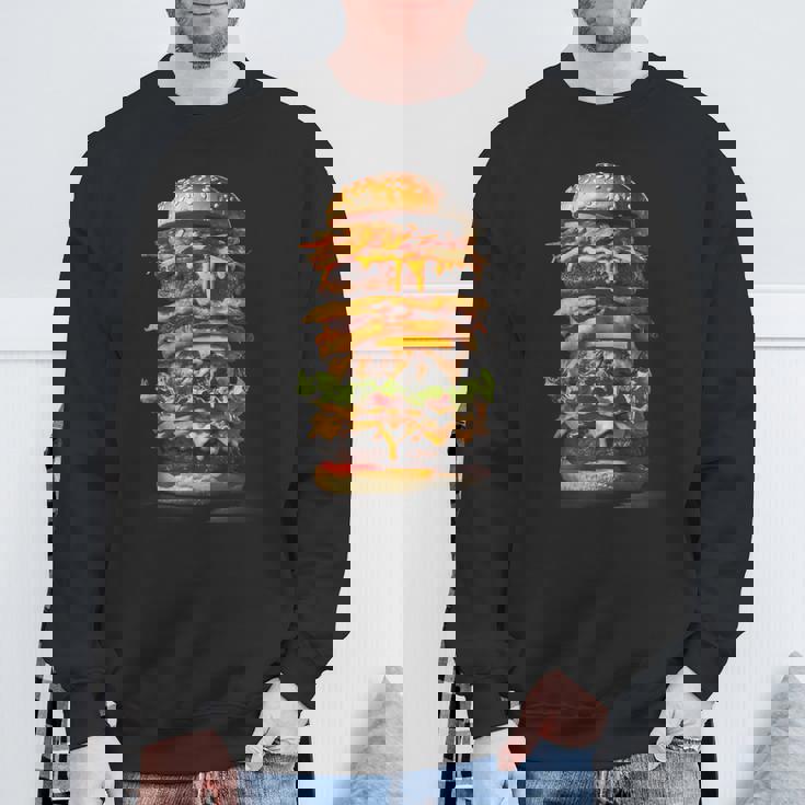 ハンバーガー チーズバーガー ファーストフード愛好家 食通 ギフト スウェットシャツ 高齢者への贈り物