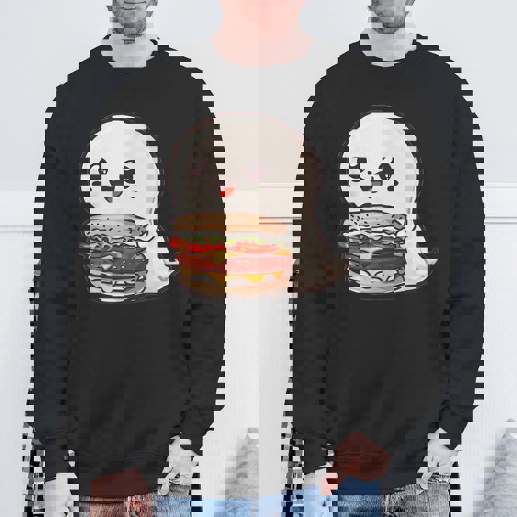 ハンバーガーとかわいいおばけ スウェットシャツ 高齢者への贈り物