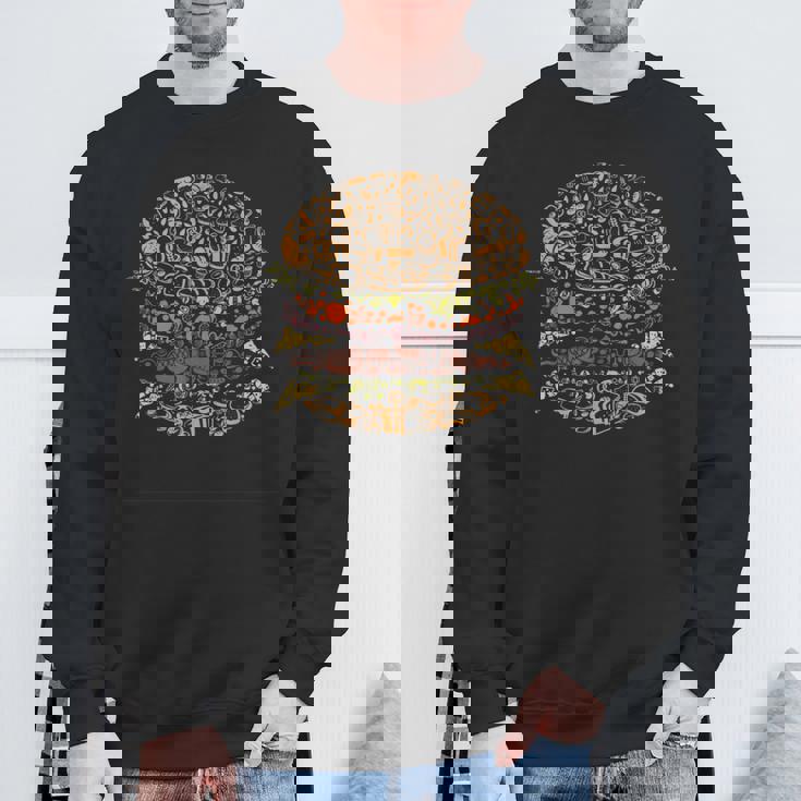 ハンバーガーの面白い食べ物のデザイン。 スウェットシャツ 高齢者への贈り物