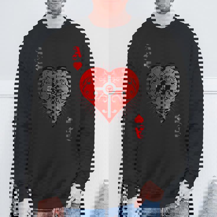 ハートポーカーエースi テキサスホールデムカジノカードケース ポーカー 長袖tシャツ スウェットシャツ 高齢者への贈り物