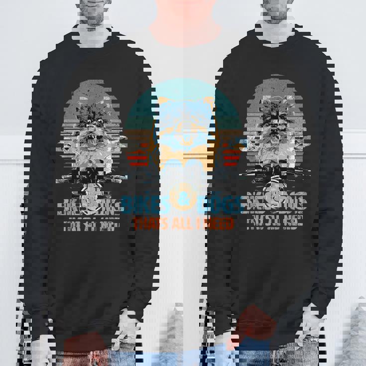 バイク&犬 かわいいポメラニアン ポメラニアン オートバイ スウェットシャツ 高齢者への贈り物