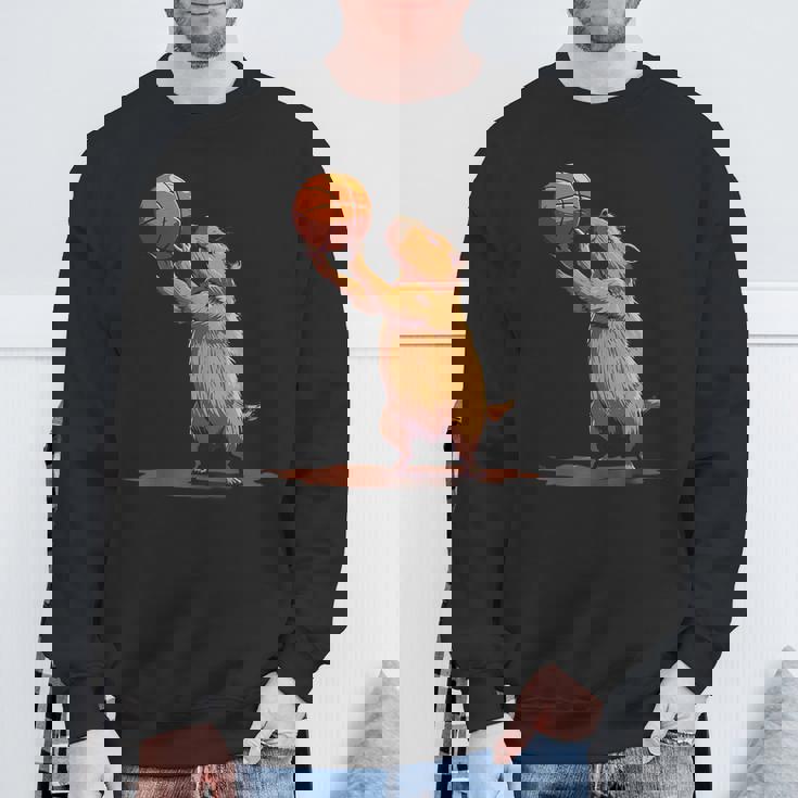 バスケットボール ドローイング バスケットボール 恋人 カピバラ 動物 アート スウェットシャツ 高齢者への贈り物