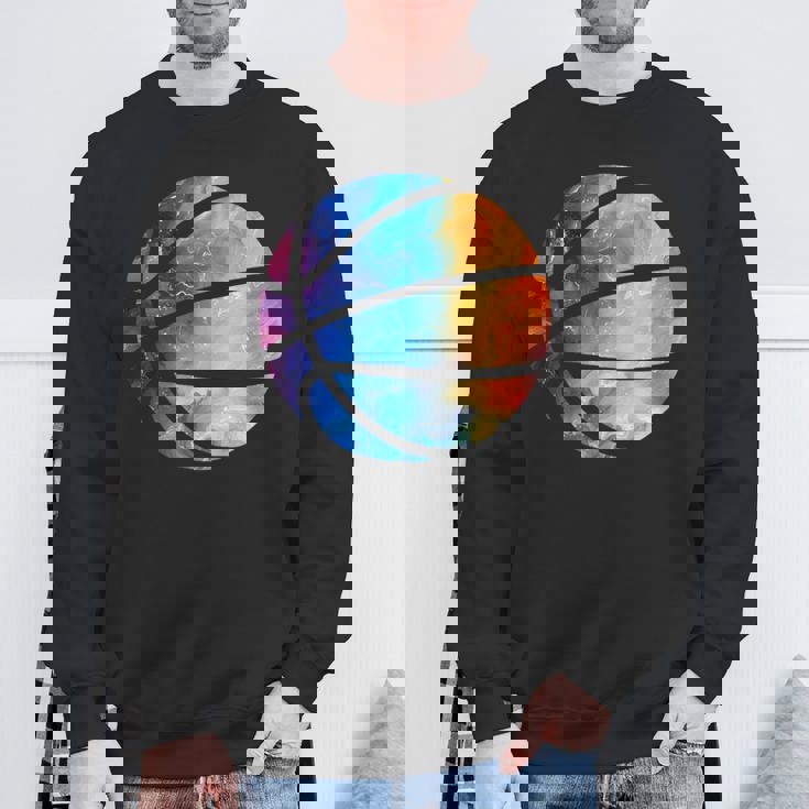 バスケットボールのシルエットカラフルな水彩画 スウェットシャツ 高齢者への贈り物