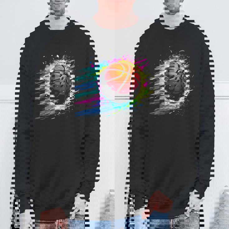 バスケットボール選手 カラフル タイダイ カラーアート スポーツ愛好家 スウェットシャツ 高齢者への贈り物