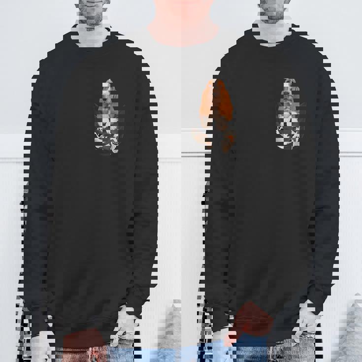 バセットハウンド愛好家のためのファニーバセットハウンド ポケットの中のバセットハウンド スウェットシャツ 高齢者への贈り物