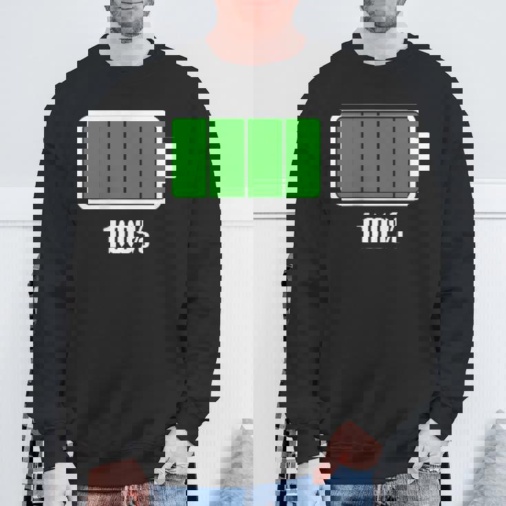 バッテリー100シャツ バッテリーハートフル充電バッテリーフル。 スウェットシャツ 高齢者への贈り物