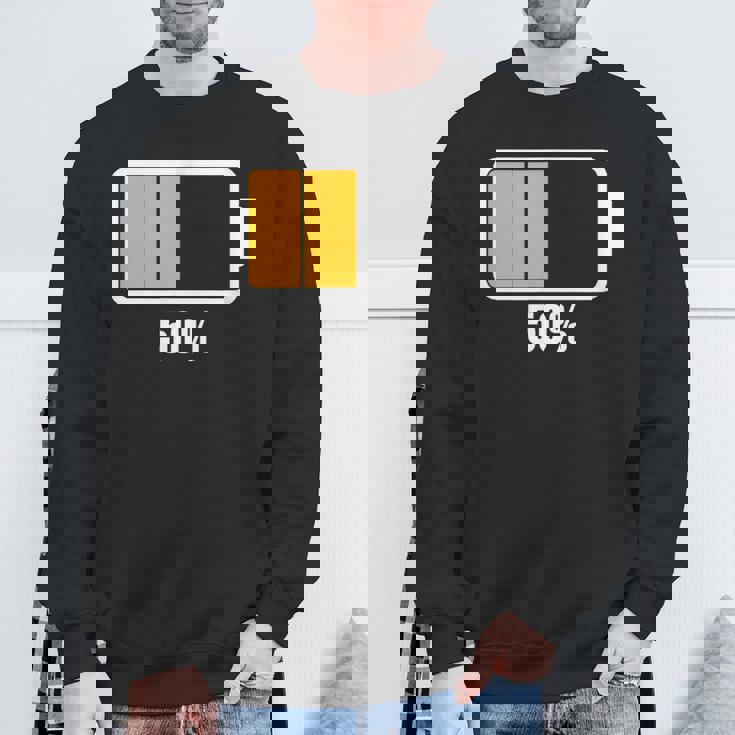 バッテリーハーフ残量50 バッテリーデッドtシャツ バッテリー残量が少ない スウェットシャツ 高齢者への贈り物