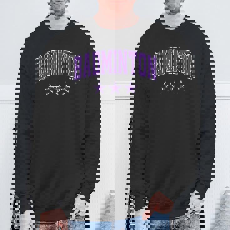 バドミントン オールパープル スター クラシック レトロ 代表チームのテキスト スウェットシャツ 高齢者への贈り物