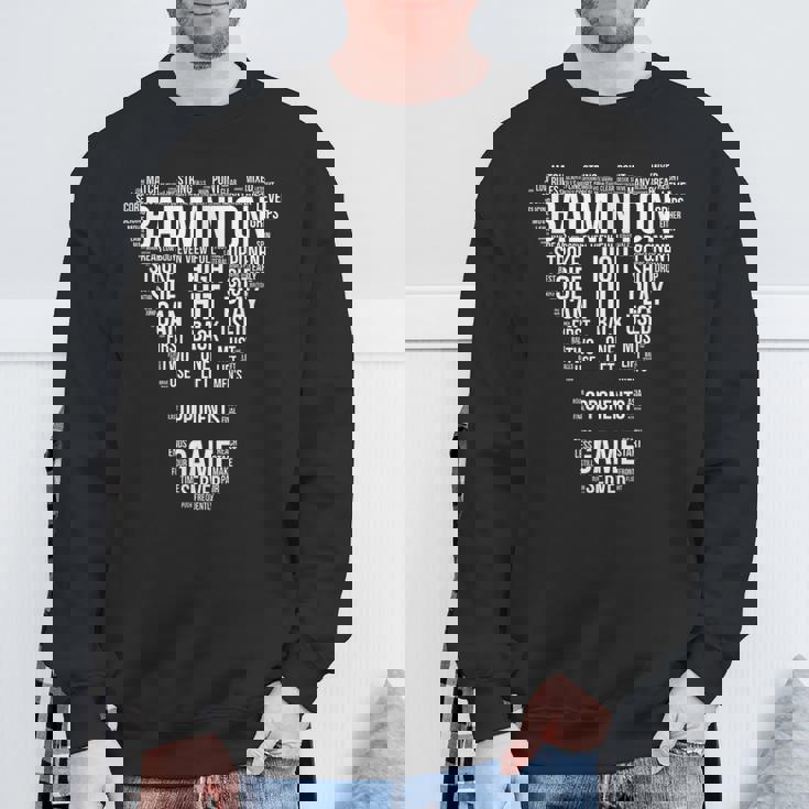 バドミントン用語 ワードクラウド バドミントンギフト バドミントンプレーヤー スウェットシャツ 高齢者への贈り物