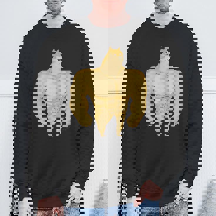 バフ 柴犬 面白い ボディービルダー 犬 ダンク ミーム スウェットシャツ 高齢者への贈り物