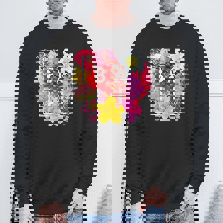 バリの花 ワードアート バリ島インドネシア土産 スウェットシャツ 高齢者への贈り物