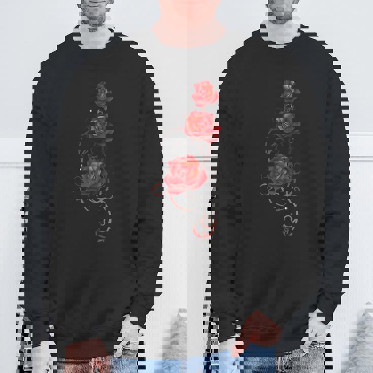 バレンタインデー ギフト シャツ 赤バラ とげ付き 葉っぱ スウェットシャツ 高齢者への贈り物