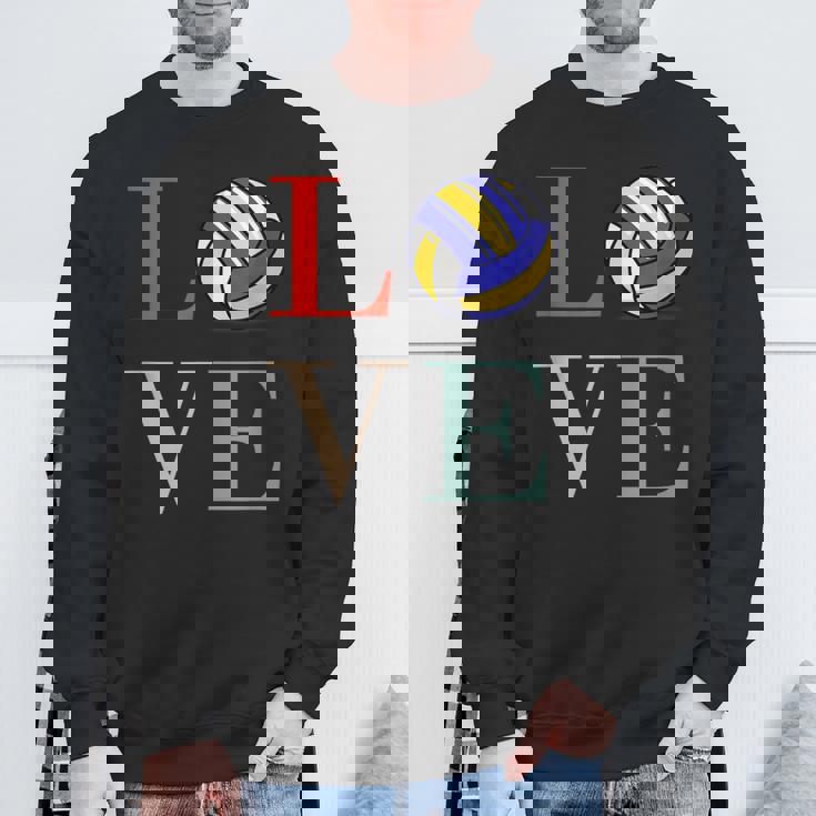 バレーボール 面白い バレー部 おもしろ 文字入り 服 おもしろグッズ 文字 ネタ メンズ Love 部活 スウェットシャツ 高齢者への贈り物