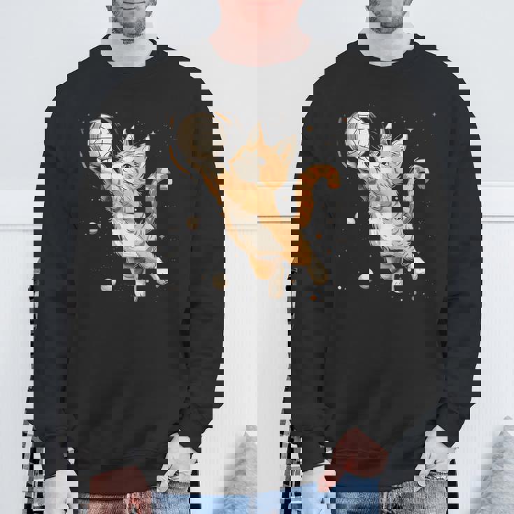 バレーボール選手のかわいいバレーボール猫。 スウェットシャツ 高齢者への贈り物