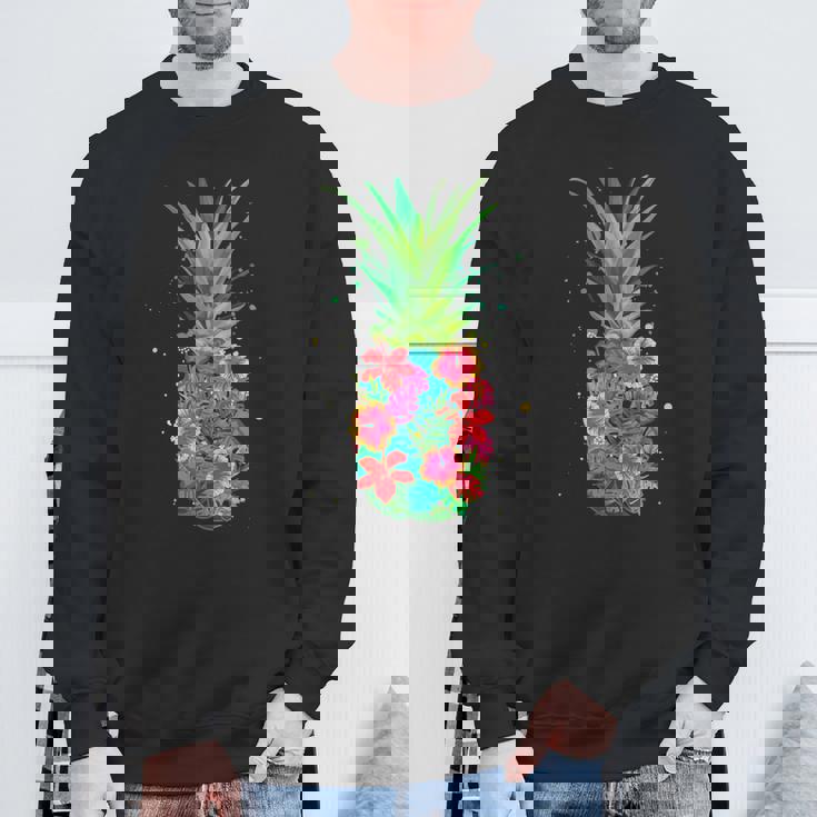 パイナップルフラワー レディース メンズ アロハ ハワイ ヴィンテージ ハワイアン スウェットシャツ 高齢者への贈り物
