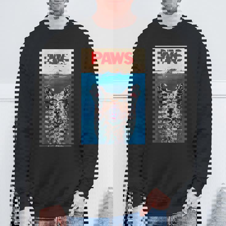 パウス おもしろ猫 パロディ 猫 恋人 ギフト 子猫 サメ ネズミ 鳴き声 スウェットシャツ 高齢者への贈り物