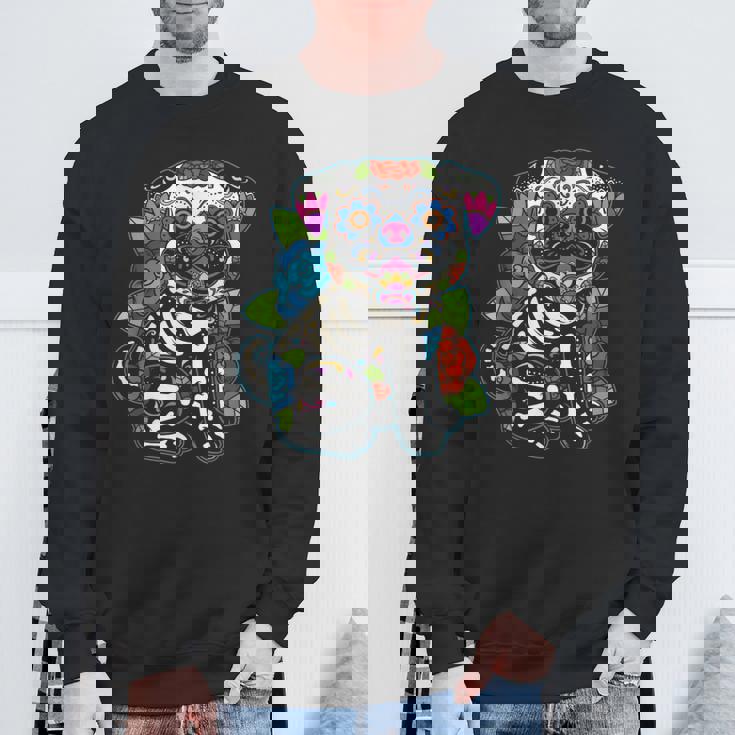 パグ シュガースカル メキシコ 犬 カラベラ 死者の日 スウェットシャツ 高齢者への贈り物