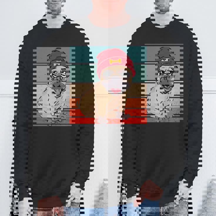 パグ ビーニー 赤骨かわいい遊び心のある幸せなスタイリッシュな動物ペット 長袖tシャツ スウェットシャツ 高齢者への贈り物