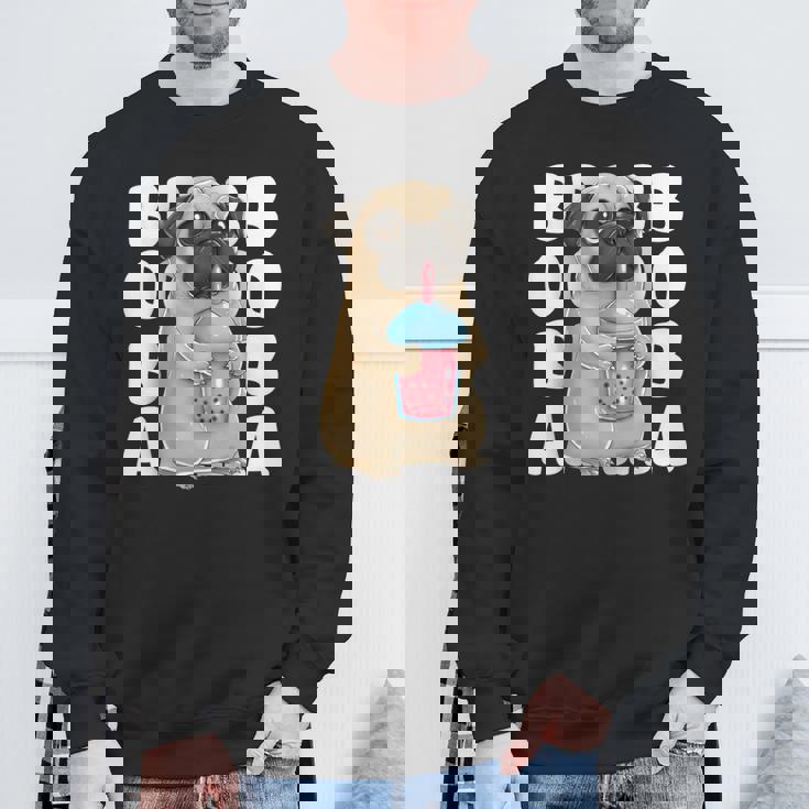 パグ 犬 カワイイ ボバ バブル ミルク ティー タピオカパール かわいい スウェットシャツ 高齢者への贈り物