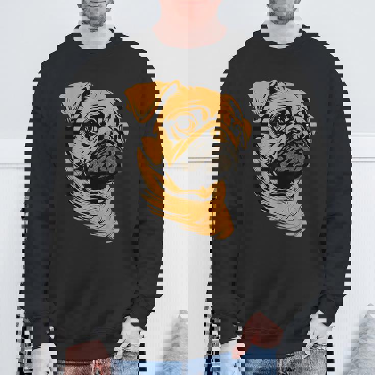 パグ 犬 デザイン ベージュ 犬 ラブ カーリン かわいい パグ スウェットシャツ 高齢者への贈り物