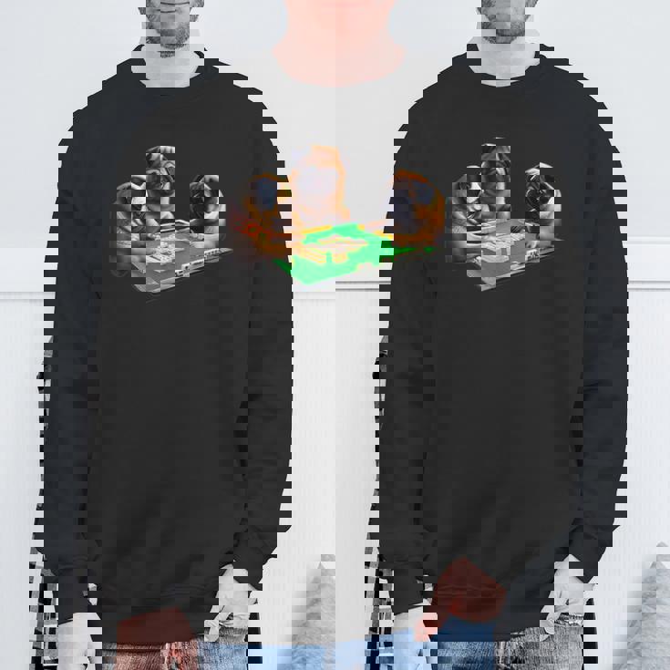 パグ 犬 麻雀 面白いtシャツ 文字入り メンズ おもしろ 面白い 服 おもしろグッズ ネタ 雀士 スウェットシャツ 高齢者への贈り物