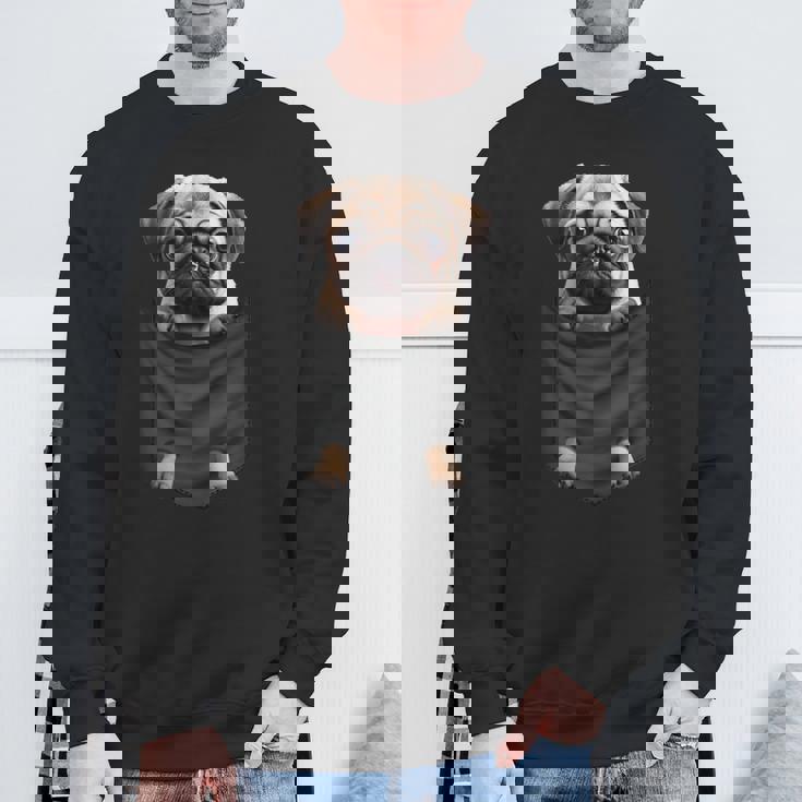 パグ 面白いtシャツ イヌ ポケット わんこ メンズ 犬好き グッズ かわいい おもしろ 面白い 服 ネタ スウェットシャツ 高齢者への贈り物