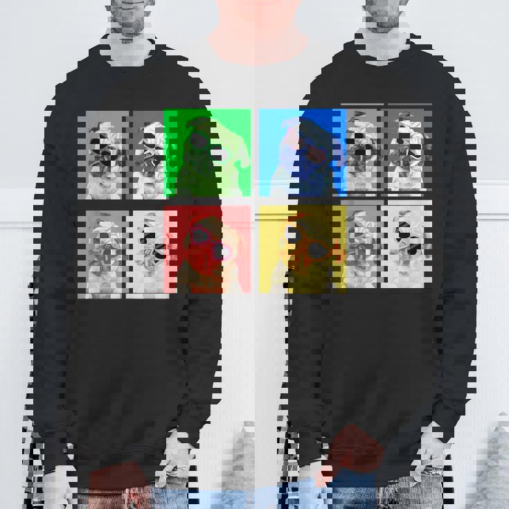 パグ 面白いtシャツ 犬 かわいい メンズ 子供 おもしろ 服 雑貨 グッズ ネタ わんこ イヌ 黒パグ スウェットシャツ 高齢者への贈り物