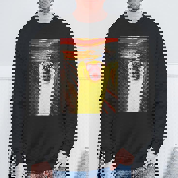 パグ 面白いtシャツ 犬 ムンクの叫び かわいい メンズ 子供 おもしろ 服 グッズ ネタ わんこ イヌ スウェットシャツ 高齢者への贈り物