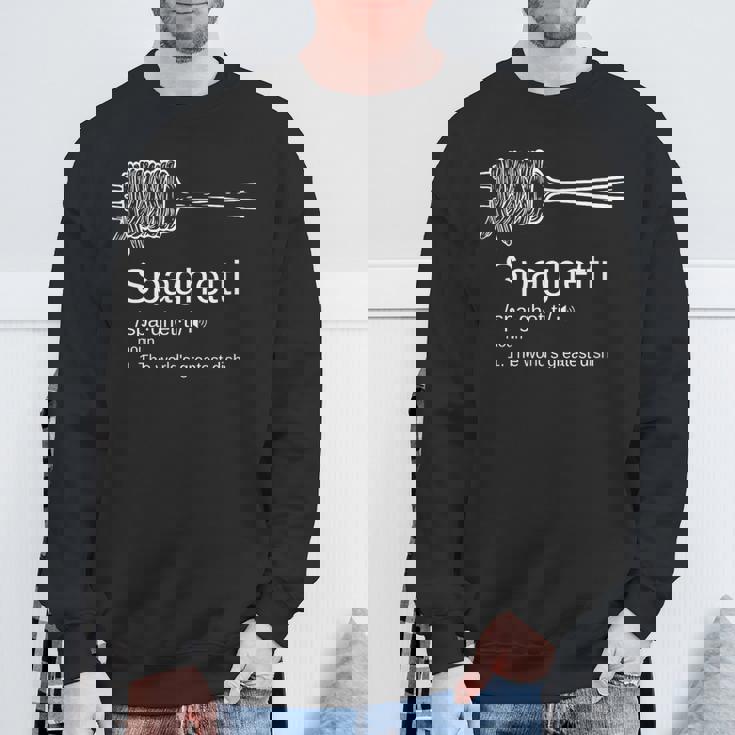 パスタ好きを意味する面白いスパゲッティ。 スウェットシャツ 高齢者への贈り物