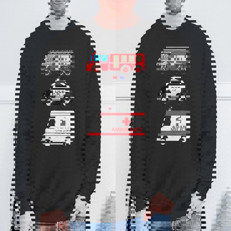 パトカー 消防車 救急車 ファーストレスポンダーデザイン スウェットシャツ 高齢者への贈り物