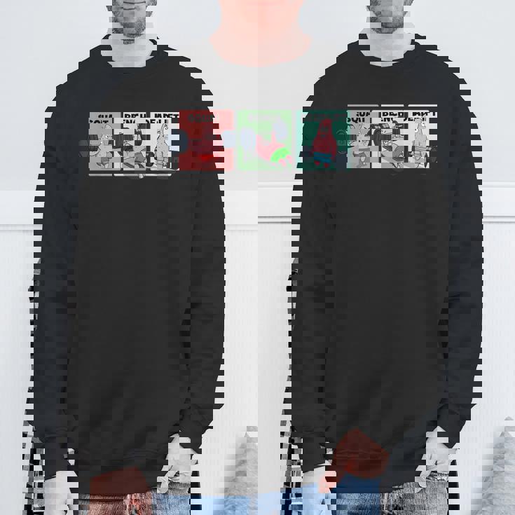 パトリック スクワット、ベンチ、デッドリフト 面白いパワーリフティング スウェットシャツ 高齢者への贈り物