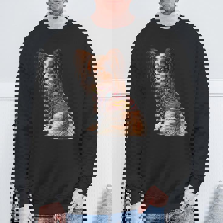 パピヨン犬 日本の伝統的なドラゴンタトゥー イレズミ スウェットシャツ 高齢者への贈り物