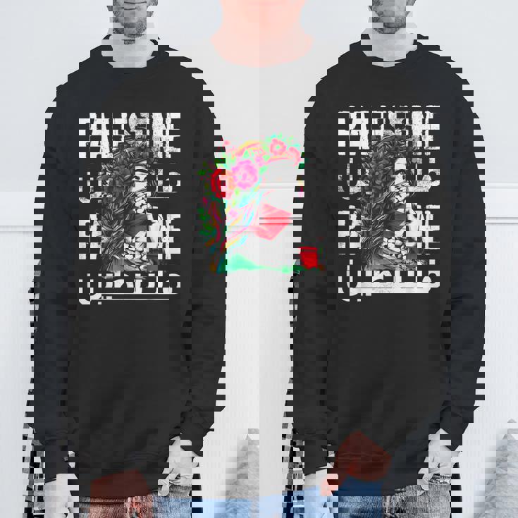 パレスチナのバンダナを持つパレスチナの少女 パレスチナ人 スウェットシャツ 高齢者への贈り物