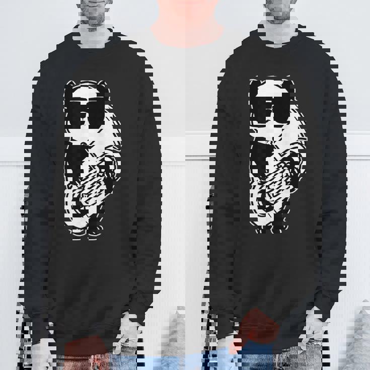 パンダとチューバ楽器チューブ スウェットシャツ 高齢者への贈り物