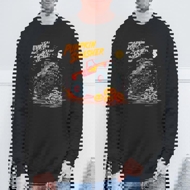 パンプキンスマッシャー モンスタートラック ハロウィン ジャック・オー・ランタン スウェットシャツ 高齢者への贈り物