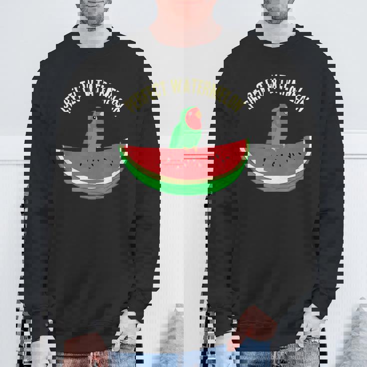 パーフェクトスイカラブバード、バーブミーム、グリーンオウムフルーツ スウェットシャツ 高齢者への贈り物