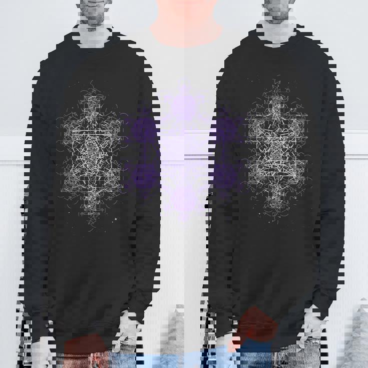 パープル フラクタル メタトロンキューブ 神聖な幾何学 スピリチュアル スウェットシャツ 高齢者への贈り物