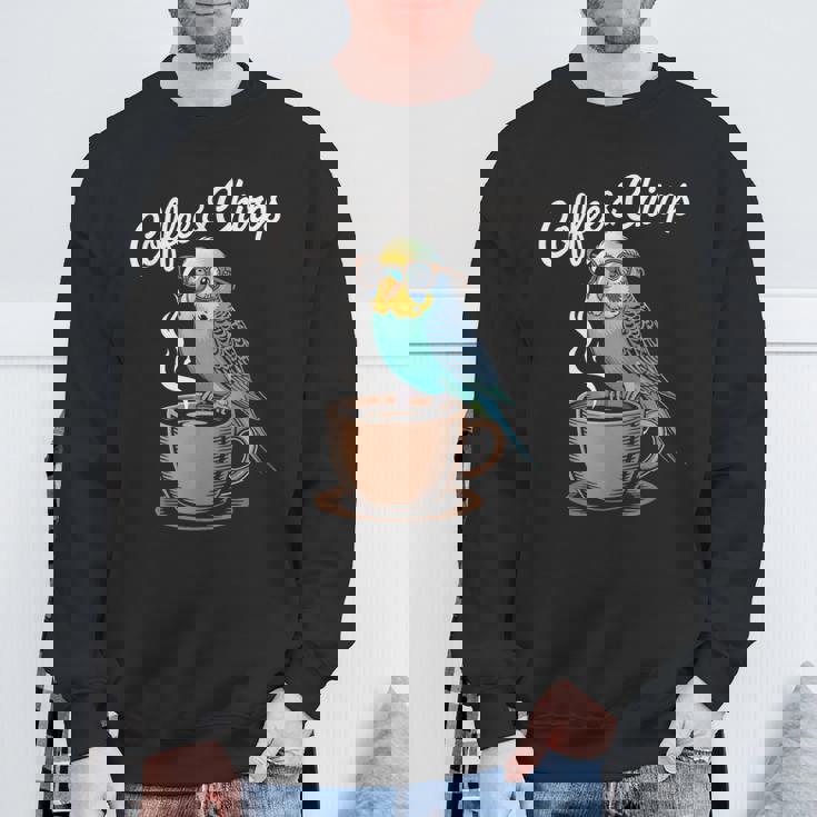 ヒップスター セキセイインコ コーヒー セキセイインコ スウェットシャツ 高齢者への贈り物