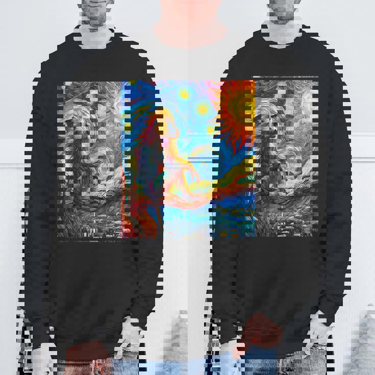 ヒヒ猿 星月夜 絵画 スウェットシャツ 高齢者への贈り物