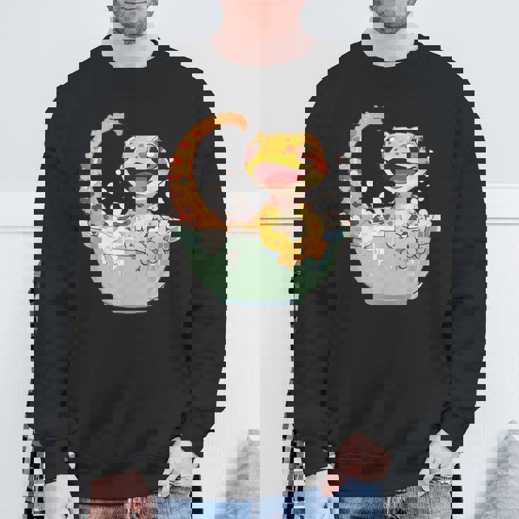 ヒョウモントカゲモドキ シャワー かわいい 野生動物 トカゲ スウェットシャツ 高齢者への贈り物