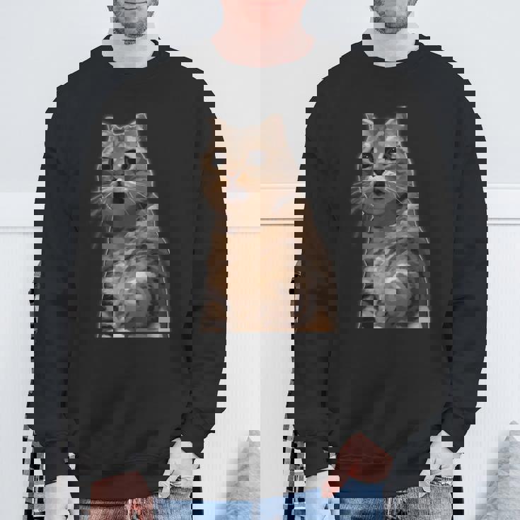 ビックリ猫 驚く猫 猫ミーム びっくり おどろく かわいい 面白い 人気 猫 イラスト スウェットシャツ 高齢者への贈り物