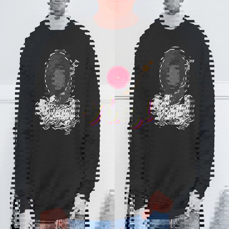 ビニールレコードプレーヤー I ターンテーブルプレーヤー I レトロ音楽 スウェットシャツ 高齢者への贈り物