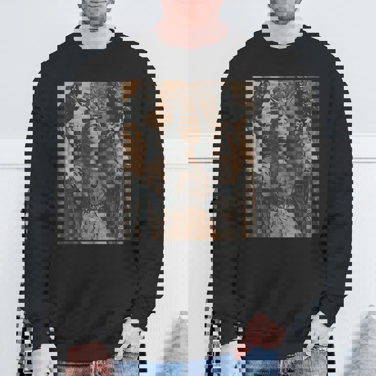 ビンテージ魔女魔女魔術師と猛禽フクロウ鳥ゴスゴシック。 スウェットシャツ 高齢者への贈り物