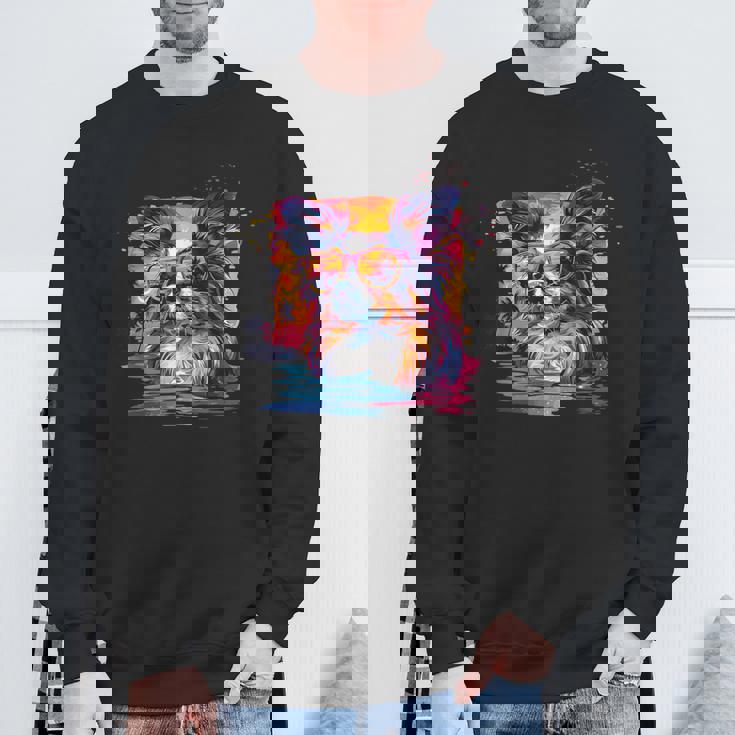 ビーチ・ポップアート クールなパピヨン スウェットシャツ 高齢者への贈り物