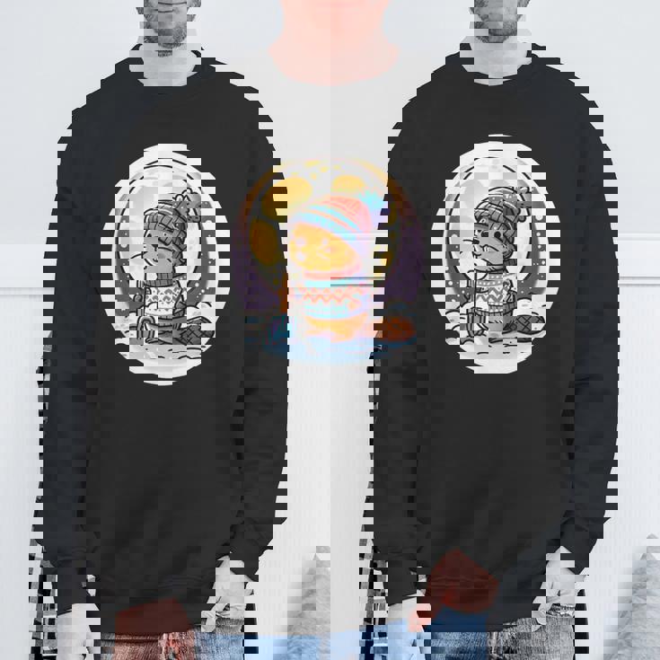 ビーバームーン 冬のワンダーランドのかわいいビーバー スウェットシャツ 高齢者への贈り物